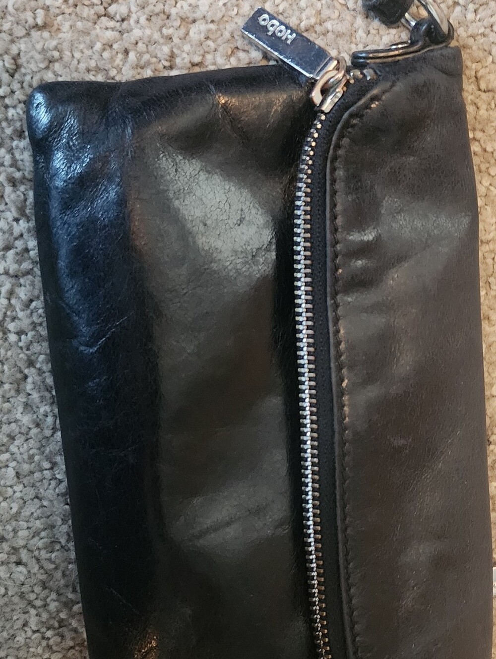 HOBO Black Leather Men's Toiletry Zip Pouch